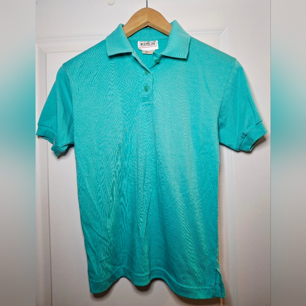 Vintage 90s Teal Youth Polo Shirt (14-16)
